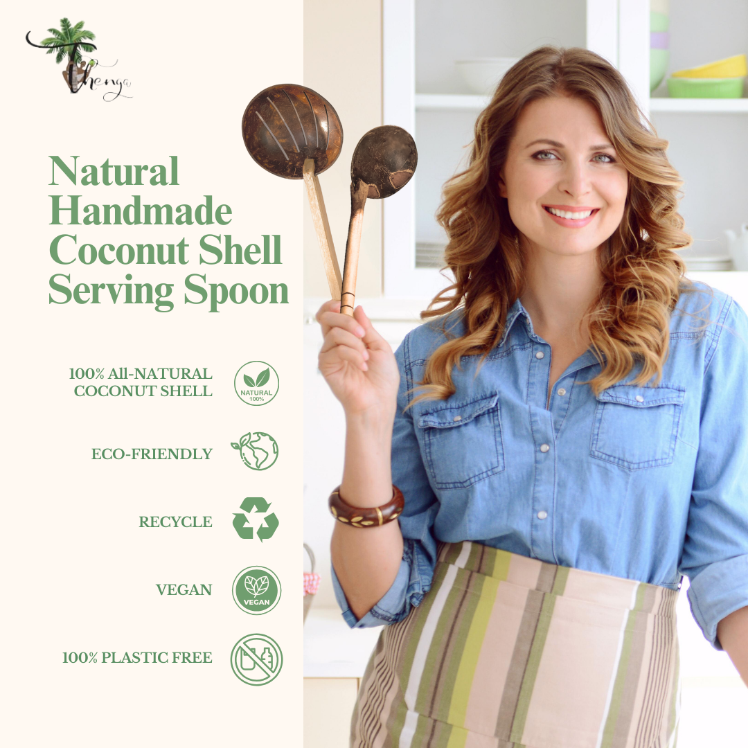 Thenga Coconut Shell Cooking Set ( 2 Piece - Frying Spoon & Non Stick Ladle )