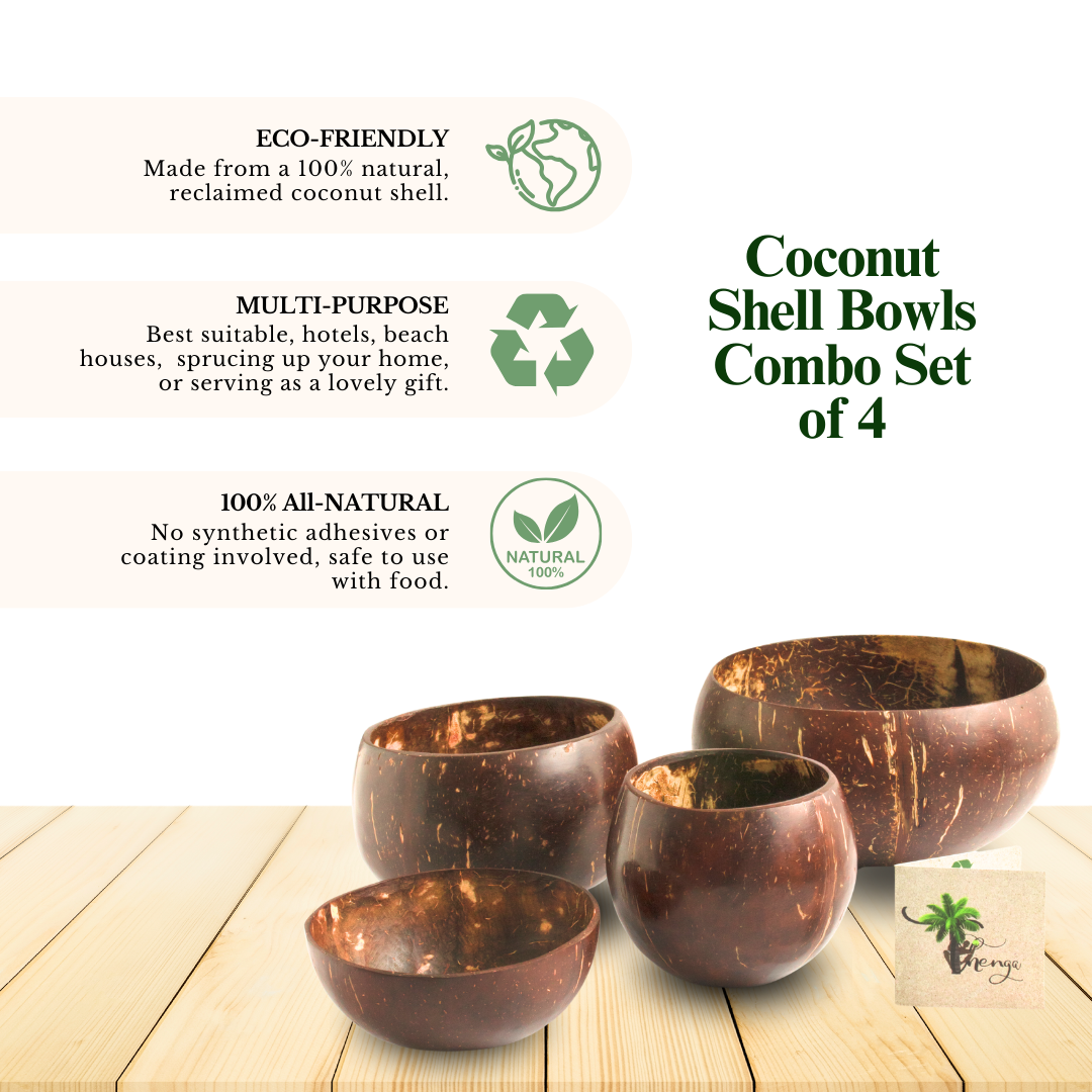 Thenga Coconut Shell Round Bowl - 900 ml, 500 ml, 150 ml, 200 ml, Brown