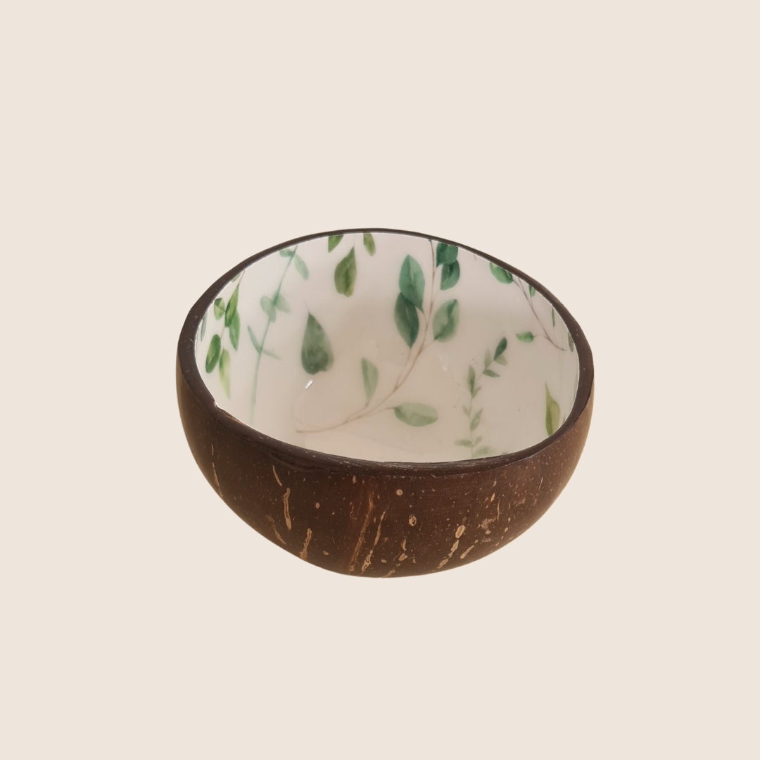Thenga Mini Enamel Coated Bowl Set with Wooden Tray | Handcrafted (Set