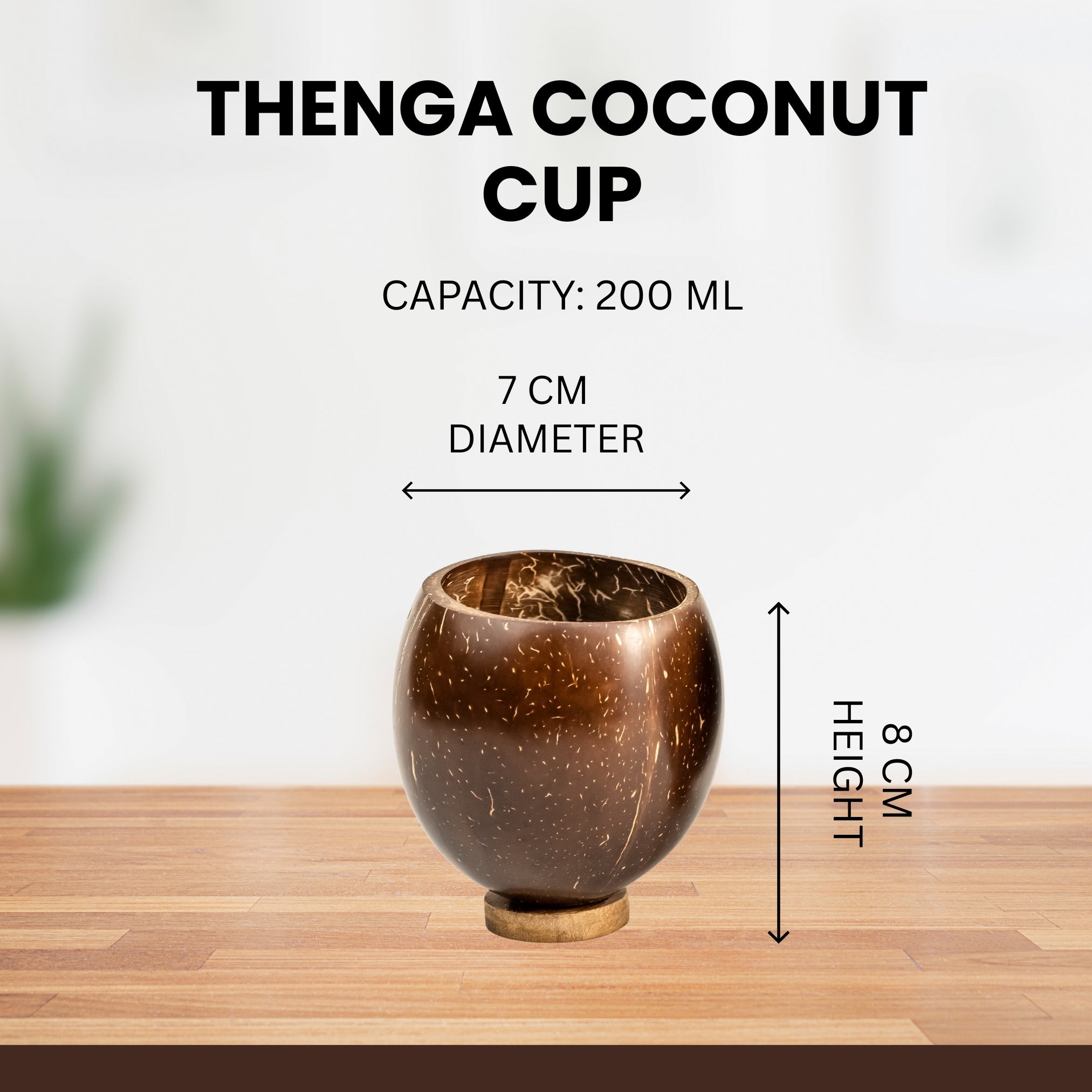 Thenga Coconut Shell Cups | Perfect for Tea/Coffee/Juice Cups - 200 ML (Set of 2)