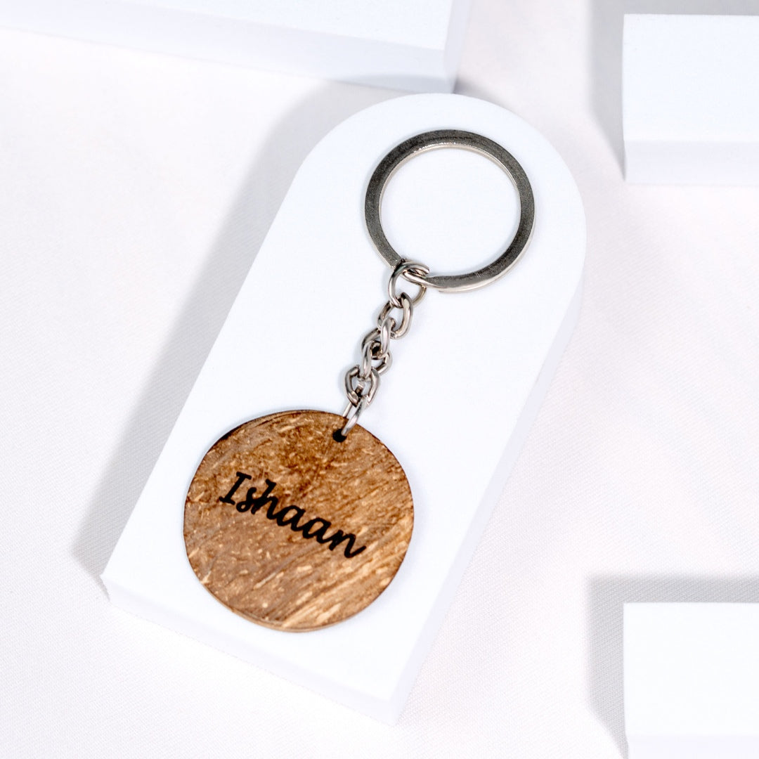 Thenga Coconut Shell Customizable Keychains | Eco-Friendly Handmade Keychain - (Set of 3)