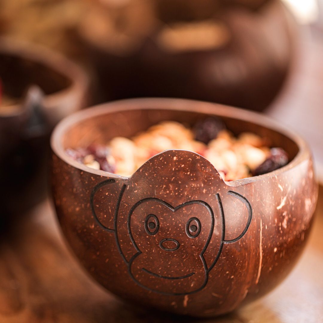 Thenga Coconut Shell Animal Bowl - Monkey ( Set of 1 )