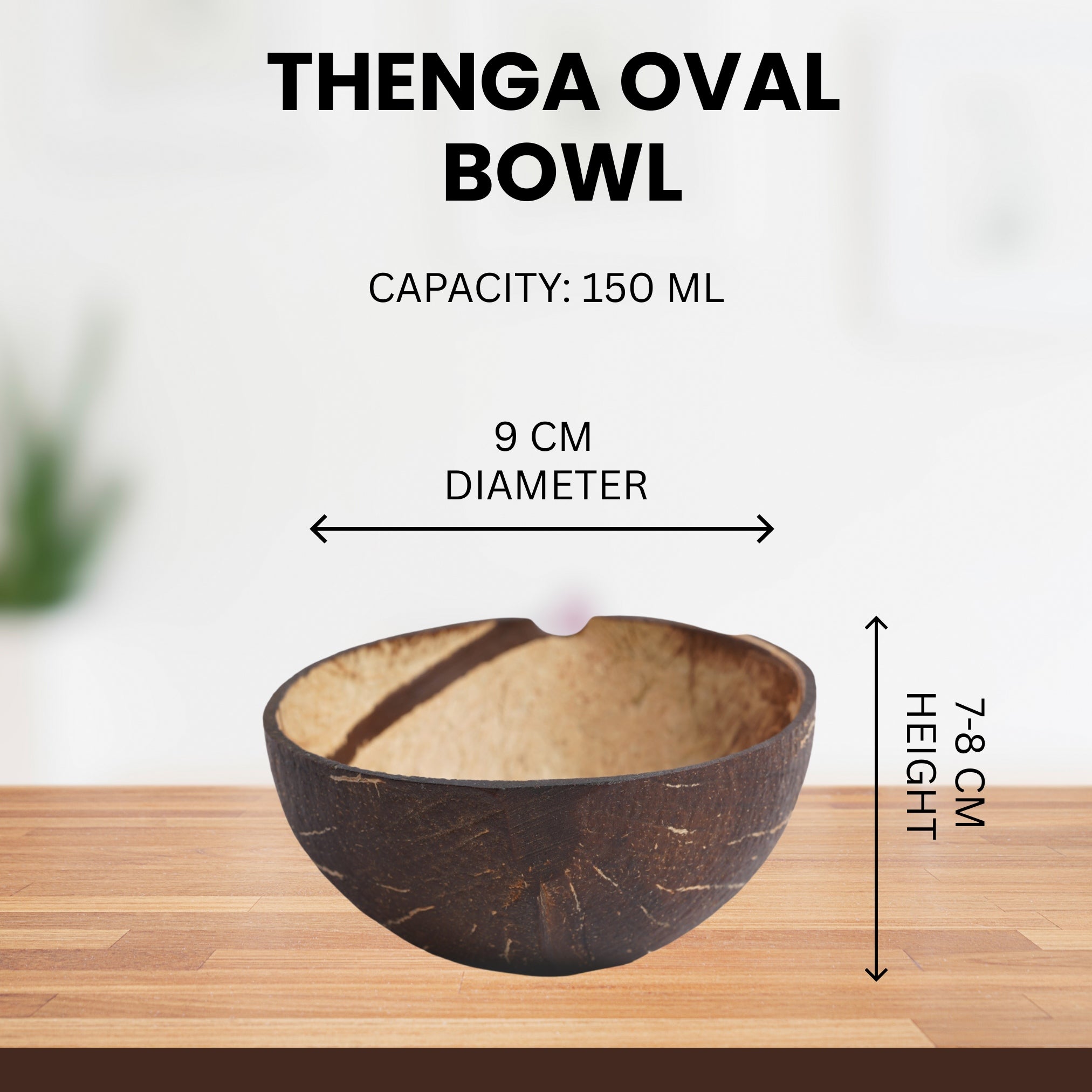 Thenga Oval Coconut Shell Bowls | Candle Making Shells - 150 ML (Set of 20) ML (Set of 20)