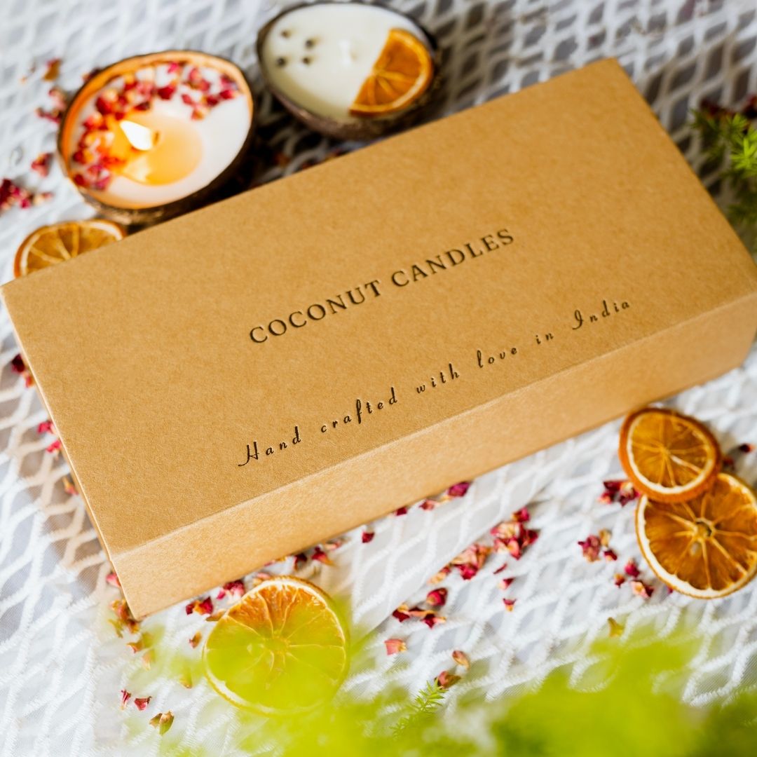 Thenga Coconut Candle Gift Box, Set of 3