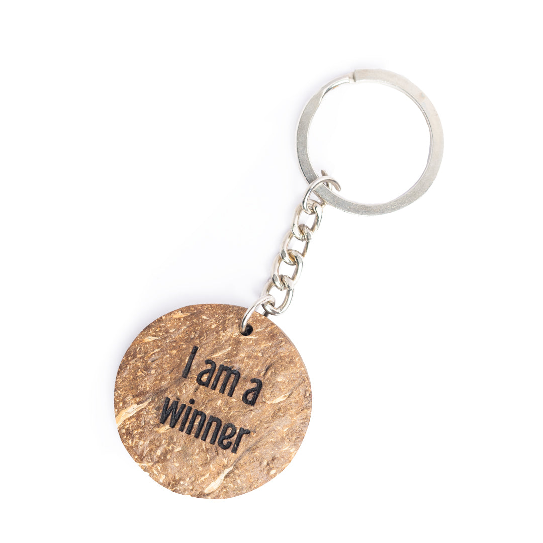 Thenga Coconut Shell Customizable Keychains | Eco-Friendly Handmade Keychain - (Set of 3)