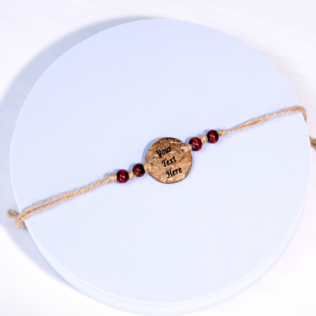 Thenga Coconut Shell Customizable Rakhi Sets | Handmade Eco-Friendly Rakhis for Brothers – Set of 2