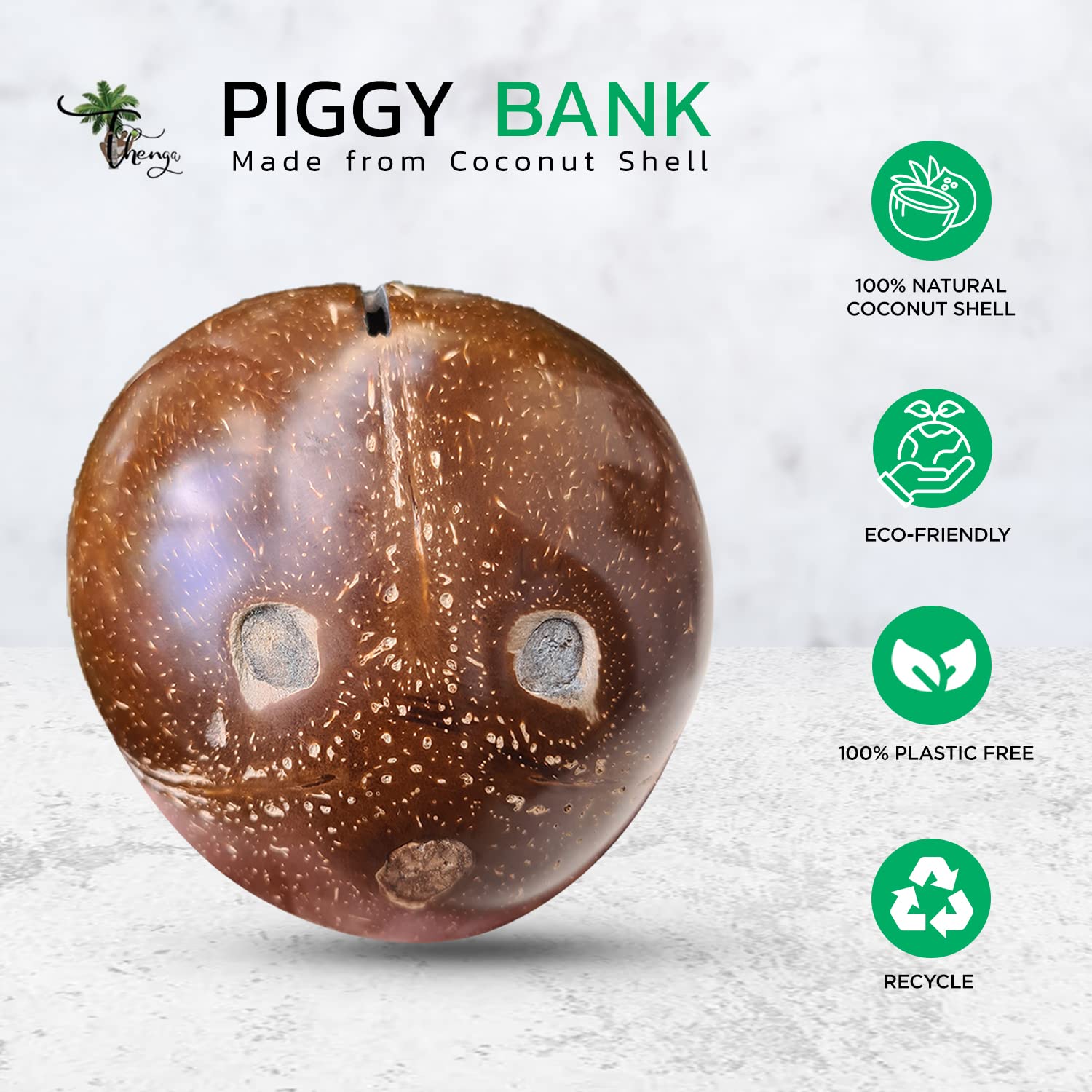 Thenga Coconut Kudukka or Piggy Bank ( Openable at the Bottom )