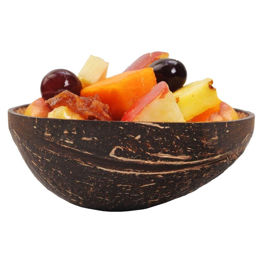 Thenga Natural Oval Coconut Shell Bowls - Set of 10, 150 ML