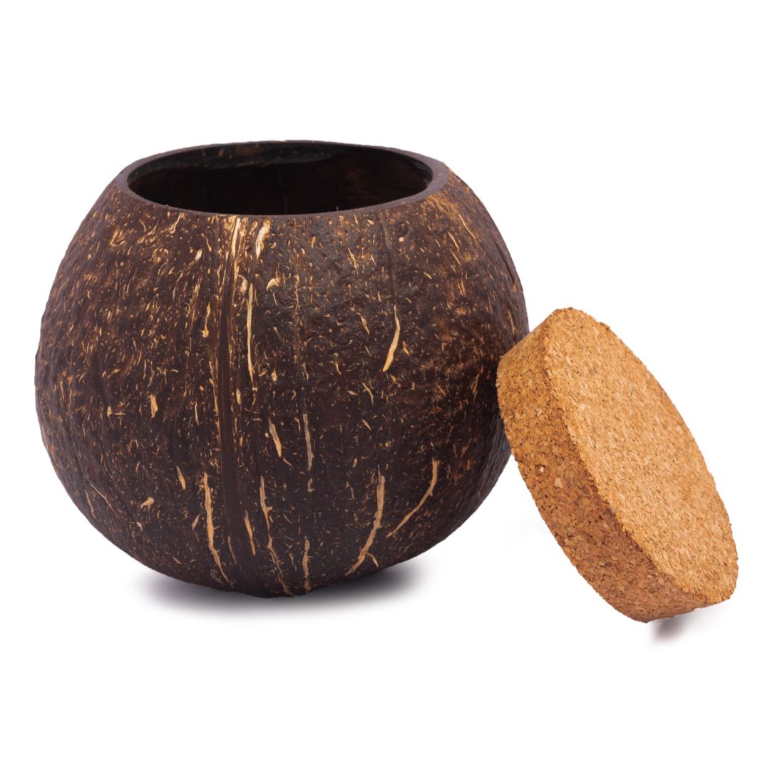 Thenga Coconut Shell Tight Storage Containers with Lid | Storing Spices, Nuts, & Snacks (Set of 1)