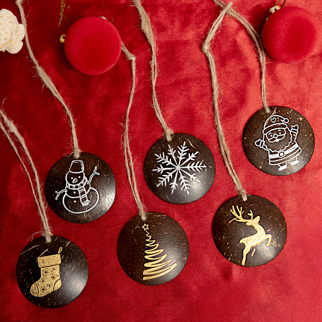 Ecofriendly Christmas Hangings Polished -set of 6