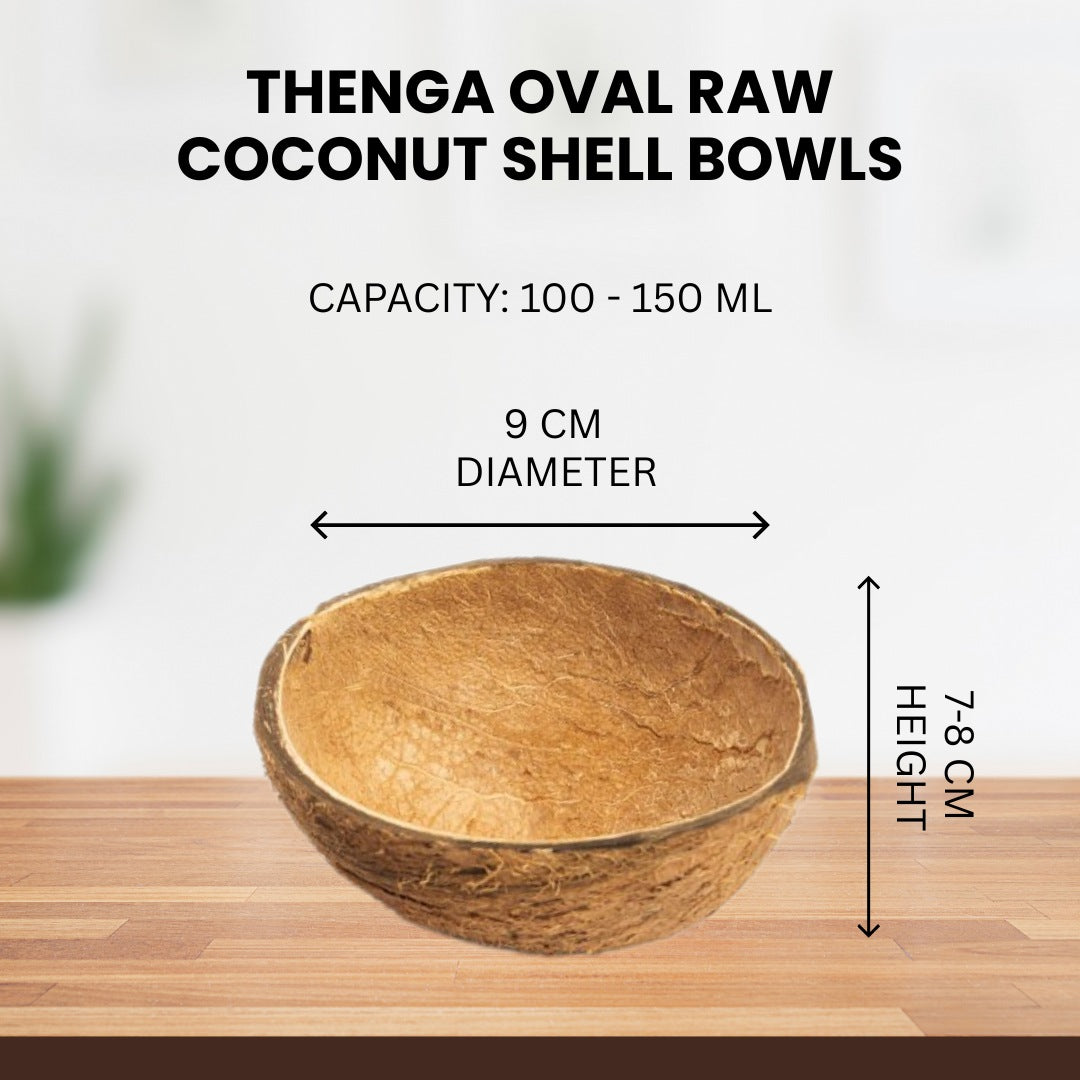 Thenga Oval Raw Coconut Shell Bowls | Handcrafted Bowls for Serving di