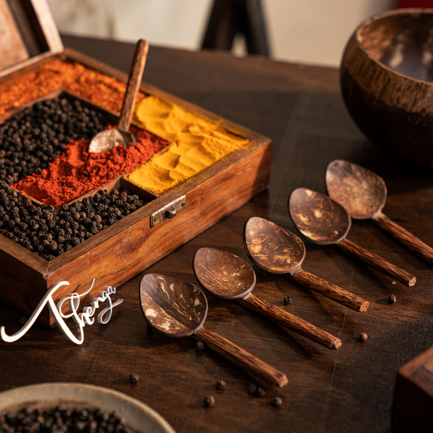 Coconut Shell Masala Spoon Set